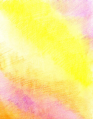 Hand-drawn abstract color background. A sheet of watercolor paper, painted in yellow, orange and purple with a watercolor pencil. Background for cards, business cards, wrappers, designs, titles, price