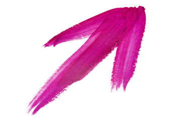 Watercolor purple up arrow diagonally geometric hand-drawn element on paper. Isolated on white.