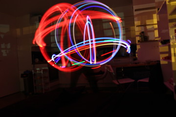 cercle neon red and blue light
