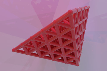 Abstract sphere geometric, molecule style concepture inter-locked pyramids. Wallpaper for graphic design. 3D render.