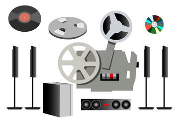 a set of different video equipment of different times