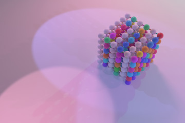 Abstract CGI geometric, molecule style concepture inter-locked square. Wallpaper for graphic design. 3D render.