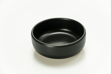black circle ceramic bowl isolated on white background