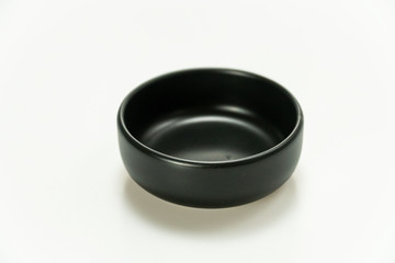 black circle ceramic bowl isolated on white background
