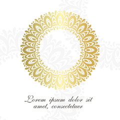 Circle motif. Elegant ornamental emblem on the white background.