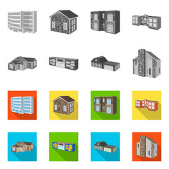 Vector design of facade and housing symbol. Collection of facade and infrastructure stock vector illustration.