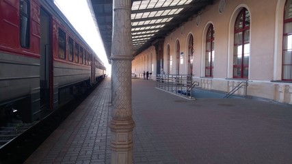 railway station and a train