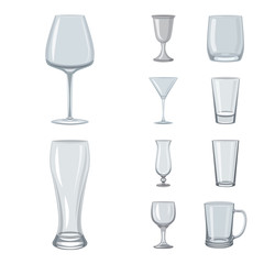 Isolated object of dishes and container logo. Collection of dishes and glassware stock vector illustration.