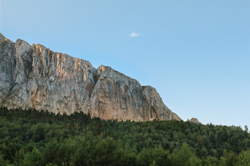 Beautiful summer mountain landscape with clouds and a sunny day. Background for text