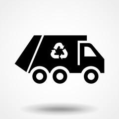 Recycle truck icon. Garbage truck symbol. Trendy Flat style for graphic design, logo, Web site, social media, UI, mobile app, EPS10