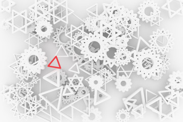 Bunch of triangle & star, market differentiation or outstanding, for design texture & background. 3D rendering.