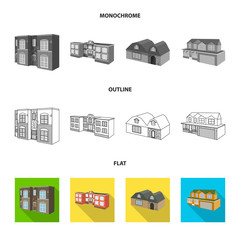 Vector design of facade and housing logo. Set of facade and infrastructure stock vector illustration.