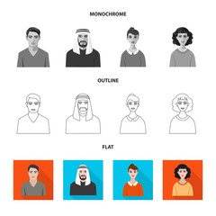 Isolated object of hairstyle and profession  logo. Collection of hairstyle and character  stock symbol for web.