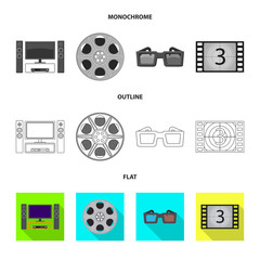 Vector illustration of television and filming logo. Set of television and viewing stock symbol for web.