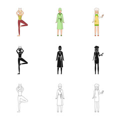 Vector illustration of posture and mood symbol. Collection of posture and female vector icon for stock.