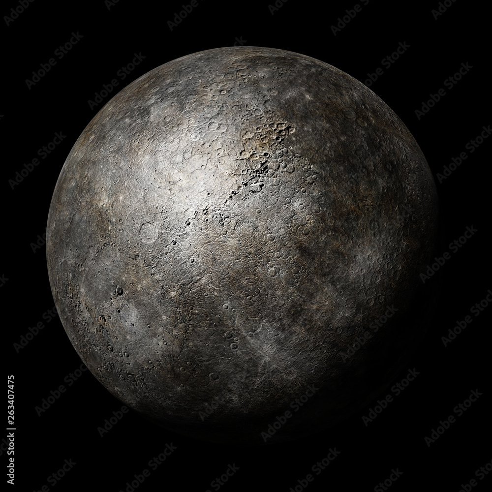 Canvas Prints planet mercury isolated on black background (3d space illustration, elements of this image are furni