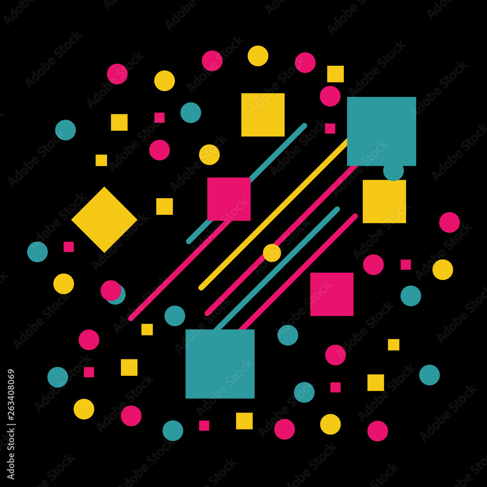 Poster vector of abstract geometric background with circles, triangles, lines