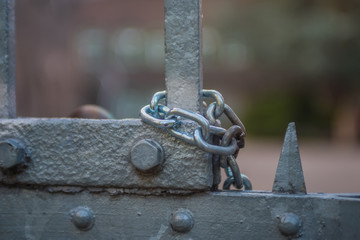 chain on gate at abandoned fort