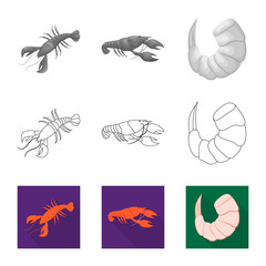 Vector illustration of appetizer and ocean logo. Collection of appetizer and delicacy stock vector illustration.