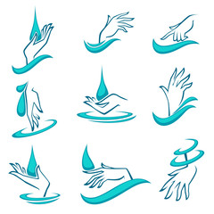 manicure, hand cream and hand cear logo, labels and emblems