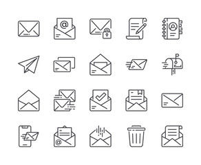 Simple Set of Mail Line Icon. Editable Stroke - obrazy, fototapety, plakaty