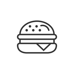 Burger sign icon in flat style. Hamburger vector illustration on white isolated background. Cheeseburger business concept.