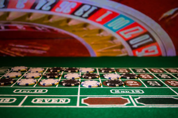 Obraz premium Casino element isolation on the colorful, Slot machine, Roulette while, Dice, Casino chip - image