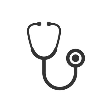 Stethoscope sign icon in flat style. Doctor medical vector illustration on white isolated background. Hospital business concept.