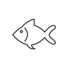 Fish sign icon in flat style. Goldfish vector illustration on white isolated background. Seafood business concept.