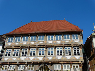 Die Fassade eines Hauses in Hameln