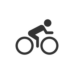 People on bicycle sign icon in flat style. Bike vector illustration on white isolated background. Men cycling business concept.
