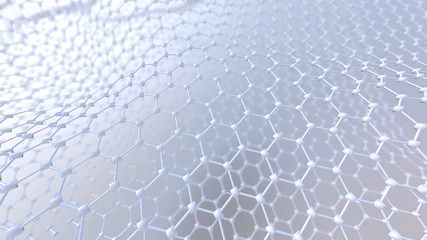 Business inteligence technology background. Deep learning, virtual reality, artificial intelligence concept. Graphene molecular grid. 3d render.
