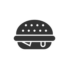 Burger sign icon in flat style. Hamburger vector illustration on white isolated background. Cheeseburger business concept.