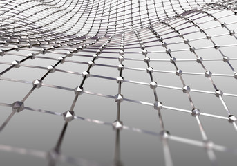 Fototapeta premium Modern abstract surface wave. Metal grid with waves. Futuristic technology concept. Stylized Hi-Tech backdrop. 3d render