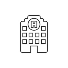 Hospital building icon in flat style. Infirmary vector illustration on white isolated background. Medical ambulance business concept.