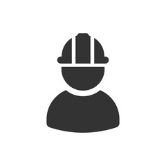 Construction worker icon in flat style. Factory employee vector illustration on white isolated background. Architect manager business concept.