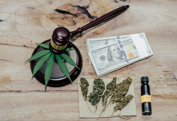 Vegetables, marijuana, indica, marijuana, hemp, CBD, marijuana leaves and judging mallets