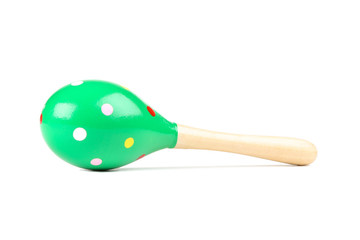 Mexican wooden maraca isolated on white background