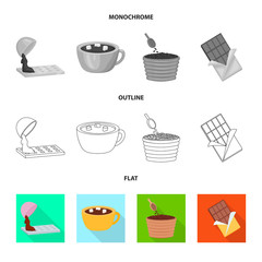 Vector illustration of food and yummy icon. Set of food and brown   stock symbol for web.