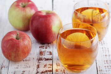 Glasses with apple juice