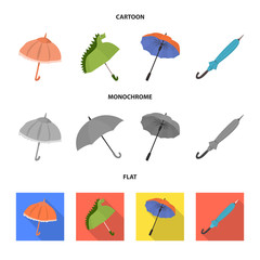 Vector illustration of protection and closed symbol. Collection of protection and rainy vector icon for stock.