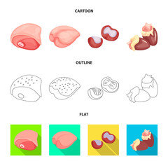 Isolated object of product and poultry logo. Collection of product and agriculture    stock vector illustration.