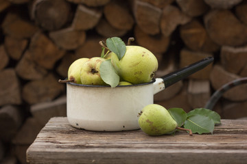 Freshly harvested pears. Juicy fragrant pears.  © Maria