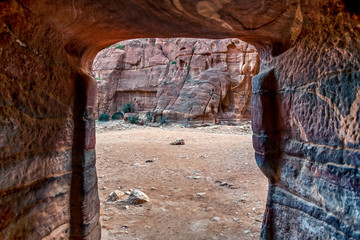 The tomb of 17 graves on the street of Facades in Petra, the New Seven Wonders of the World, Jordan...