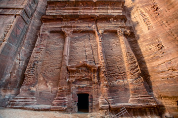 The tomb of 17 graves on the street of Facades in Petra, the New Seven Wonders of the World, Jordan...