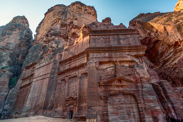 The tomb of 17 graves on the street of Facades in Petra, the New Seven Wonders of the World, Jordan...
