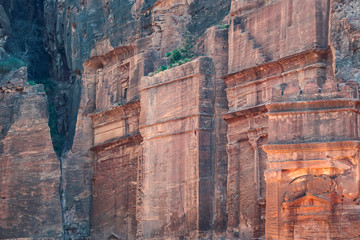 The tomb of 17 graves on the street of Facades in Petra, the New Seven Wonders of the World, Jordan - Image, selective focus © Oleksii Hlembotskyi