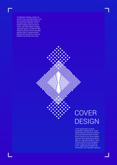Obraz premium Futuristic Vector Geometric Cover Design with Gradient and Abstract Lines and Figures for your Business. Template Design with Hologram, Gradient Effect for Electronic Festival.
