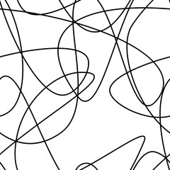 Vector abstract seamless scribble background. Fantasy modern tangled pattern. Digital tortuous design. Creative tangled composition.
