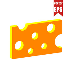 Cheese icon.Isometric and 3D view.